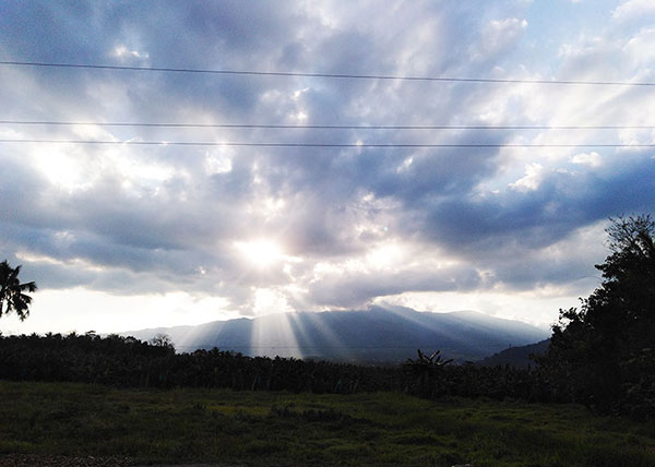 Sun over valley